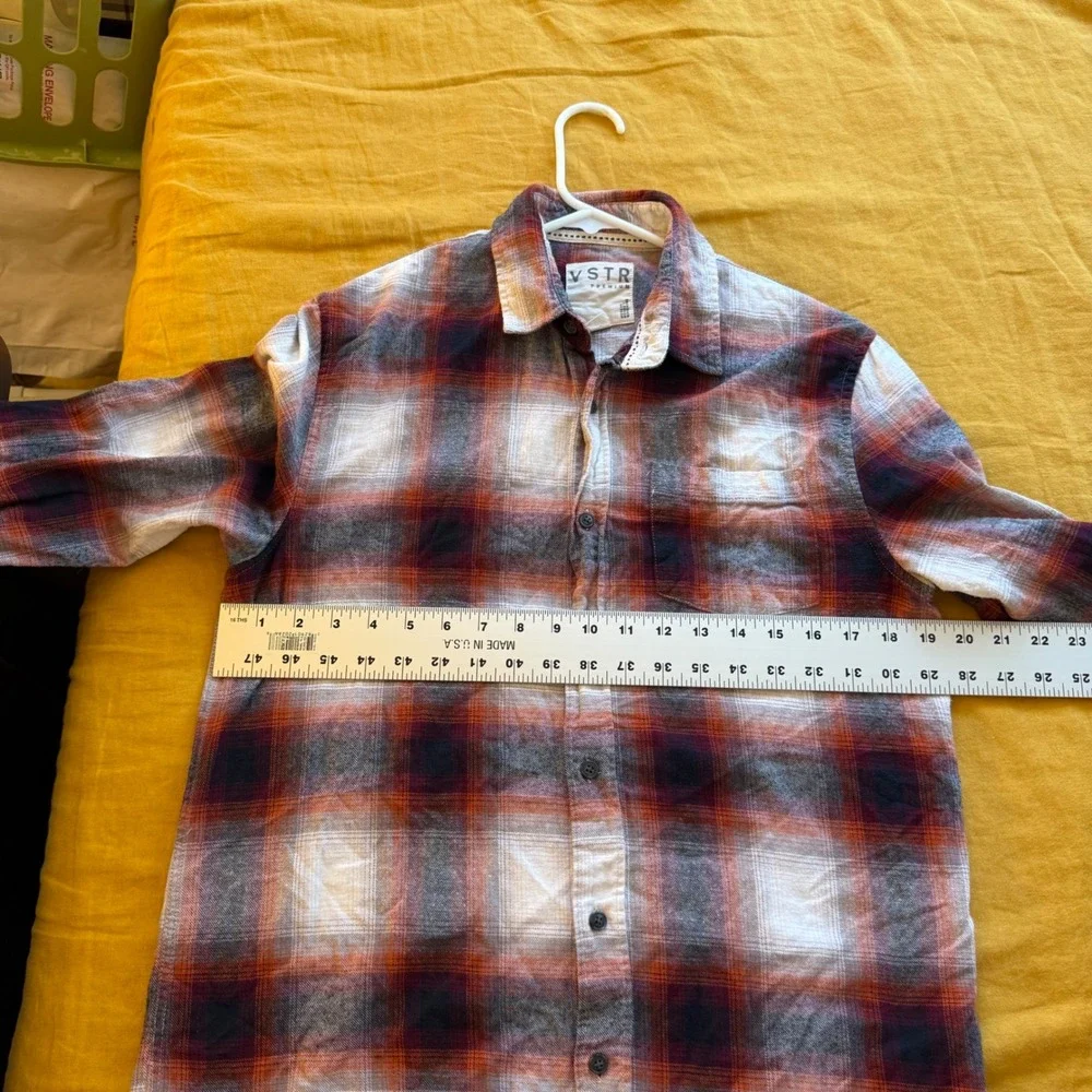 VSTR Premium Mens Plaid Flannel Long Sleeve Button Up Shirt Red Black White